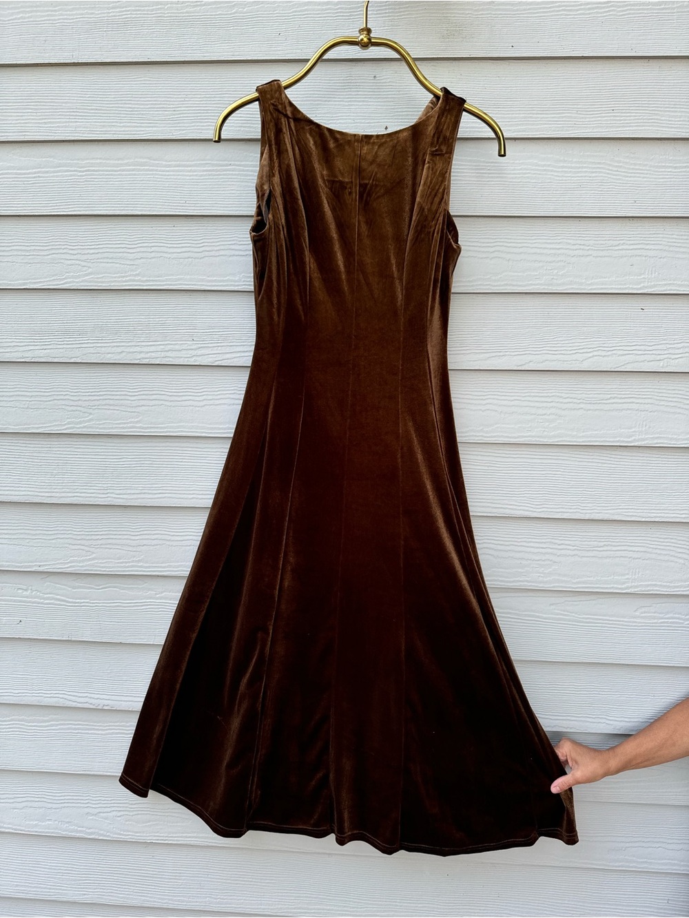 Women's Brown Velvet A-Line Dress